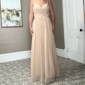 Elegant Cream Spaghetti Strap Dress